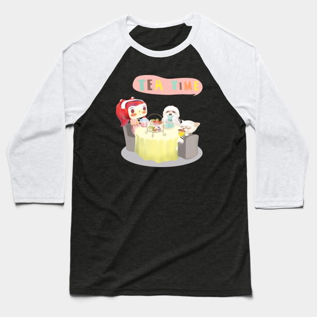 Tea Time Baseball T-Shirt by zkozkohi